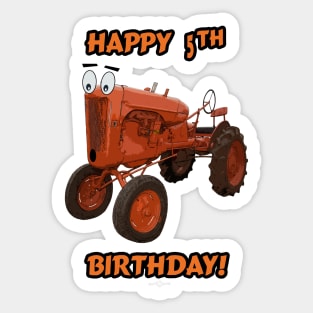 Happy 5th birthday tractor design Sticker